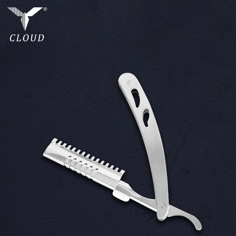 Kestävä ruostumattomasta teräksestä valmistettu aallotettu suora partaveitsikahva